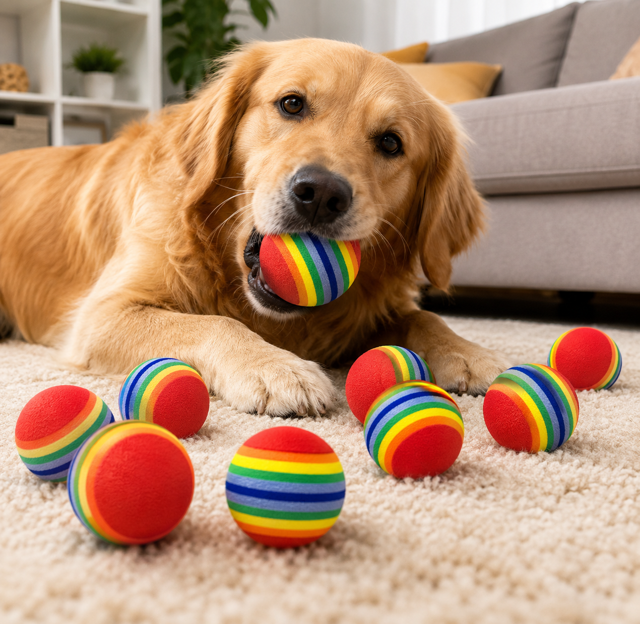 12 Pcs Colorful Rainbow Foam Balls - Image 4